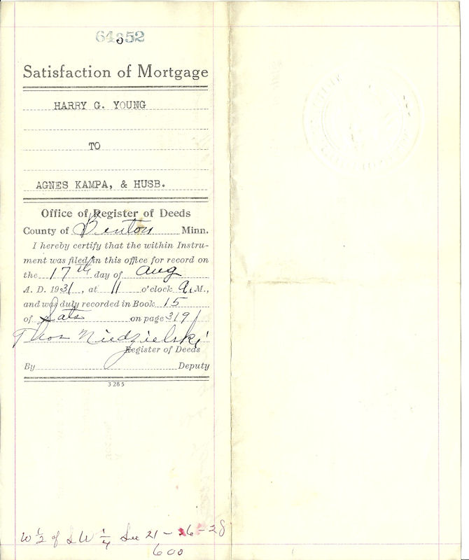 Satisfaction of Mortgage