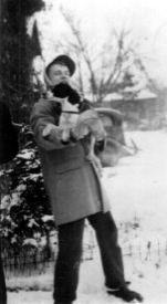 Armin Stimler and Jinx the Dog, Buffalo, MN, 1940.
