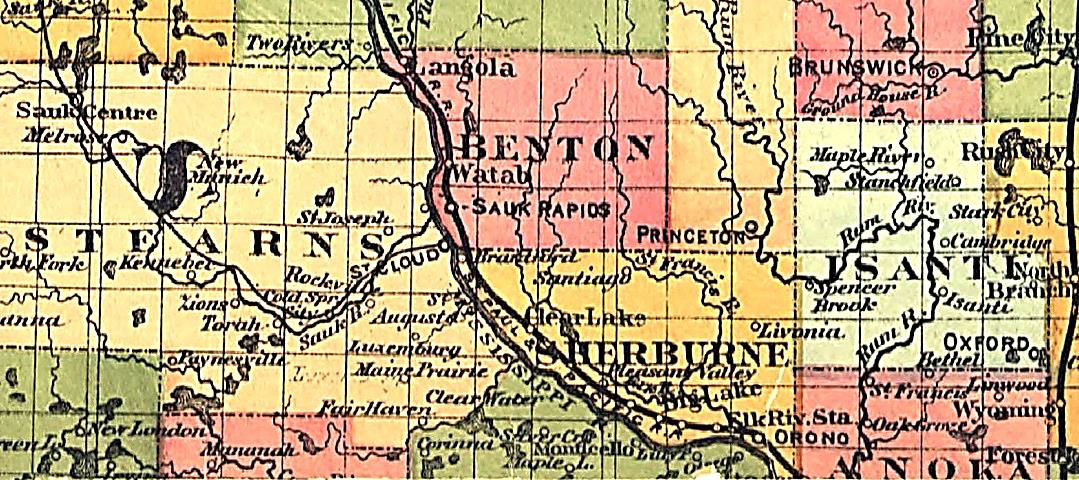 Benton County, Minnesota map of 1870s