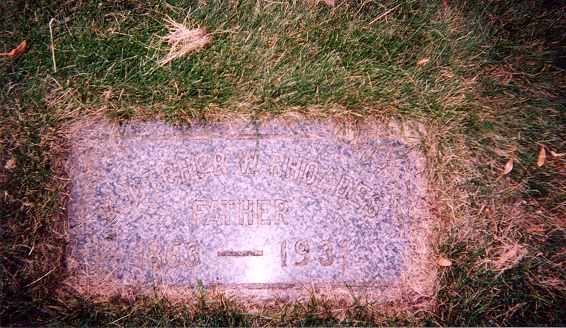 Gravestone of Blucher W. Rhoades, Lakewood Cemetery, Minneapolis, MN.