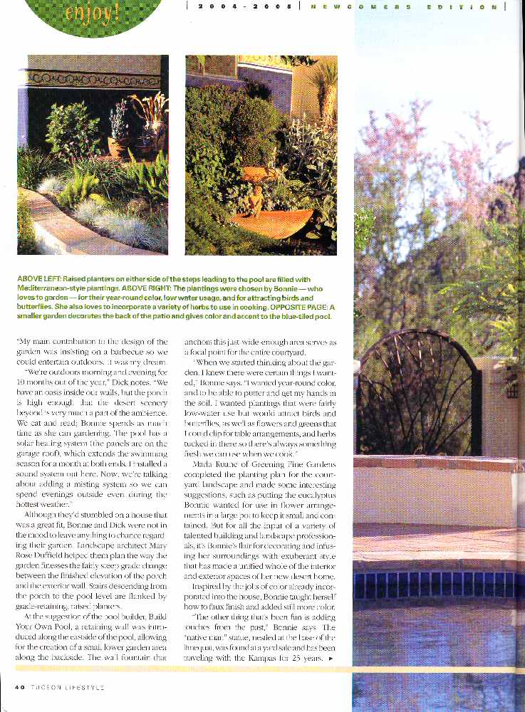 'Outdoor Galore,' p. 40, with article on Dick and Bonnie Kampa's Tucson home and lifestyle