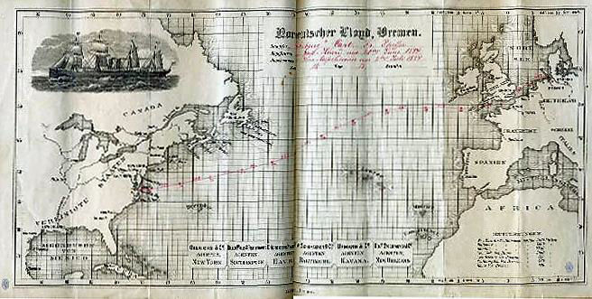 Port of Bremerhaven, Germany to Port of Baltimore, Maryland, United States: 4584 nautical miles