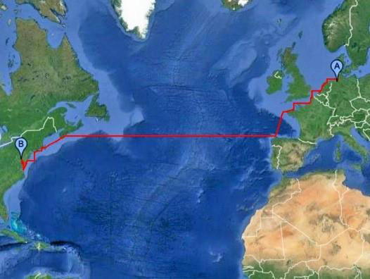 Bremerhaven to Baltimore route