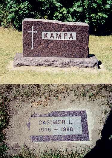 Casimir Kampa's Gravestone, St. Lawrence Parish Cemetery, Duelm, MN.