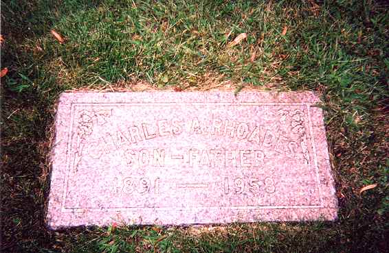 Gravestone of Charles A. Rhoades, Lakewood Cemetery, Minneapolis, MN.