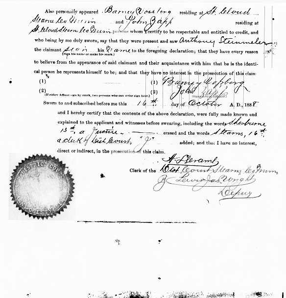 Declaration for an Original Invalid Pension, dated October 16, 1888.