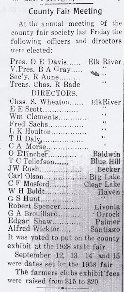 The Clear Lake Times, 10 Nov 1927, p. 4, col. 1.  G. S. Hunt, county fair director