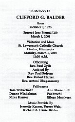 In Memory of Clifford G. Balder.