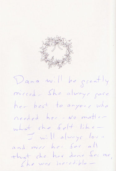 Sympathy card from Dana's friends