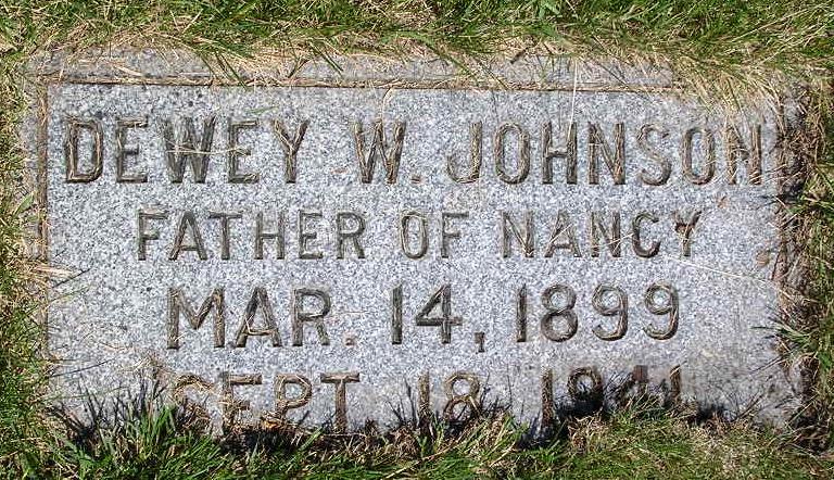 Gravestone of Dewey W. Johnson, Lakewood Cemetery, Minneapolis, Minnesota