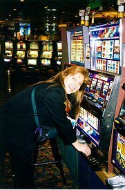 Diane cleaning up at Harvey's Casino, Stateline, NV; January 2000.