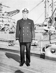 Richard Stimler on deck of destroyer U.S.S. Helena, 1953.