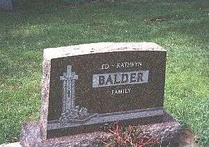 Edward and Catherine Balder's Gravestone, St. Patrick Cemetery, Minden, MN.