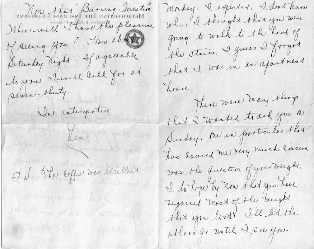 Second page of letter from Leon Stimmler to Louise Viola Stimmler dated April 10, 1935