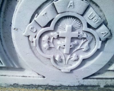 Catholic Total Abstinence Union of America seal on side of fountain in Philadelphia, PA