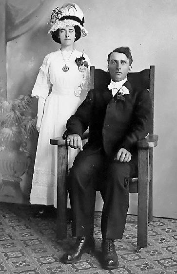 Frances and Benjamin Albright on their wedding day, July 16, 1912.