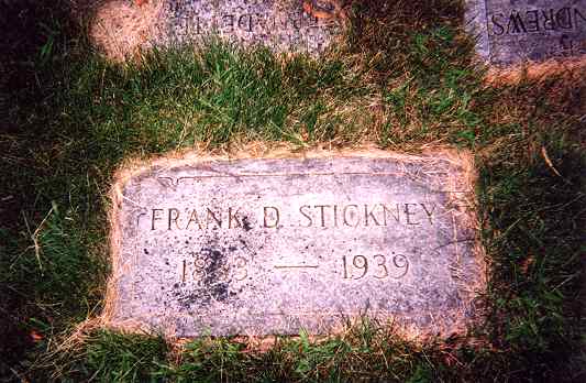 Gravestone of Frank D. Stickney, St. Mary's Cemetery, Minneapolis, MN.