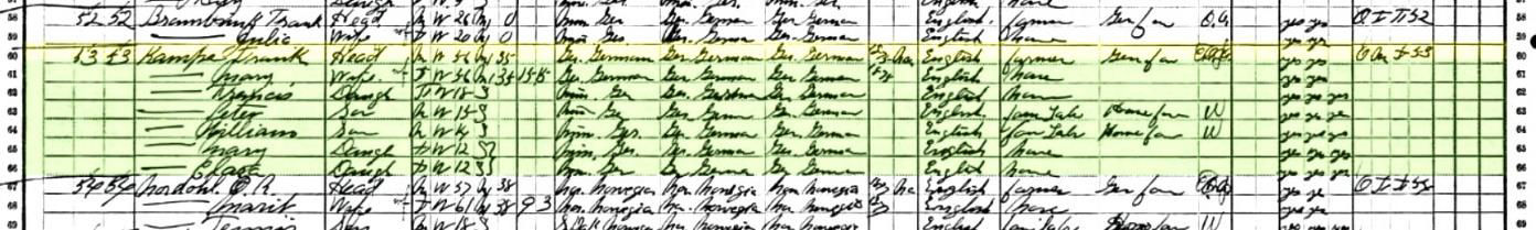 Franz Kampa family in the 1910 federal census