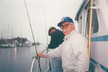 Gene Kampa fishing outside Santa Cruz, CA 1998.