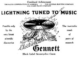 Lightning Turned to Music:  New Electrobeam Gennett (1927 advertisement)