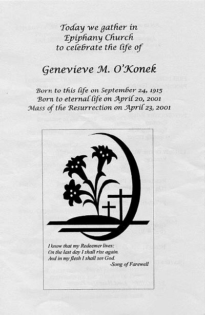 Celebration of the Life of Genevieve O'Konek.