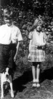 Gib and Jinx Stimler with neighbor girl, 1944 or 1945.