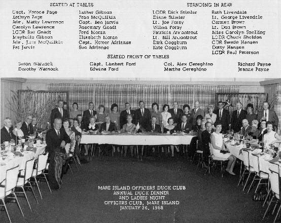 Mare Island Officers Duck Club, Annual Duck Dinner and Ladies Night, Jan. 26, 1968