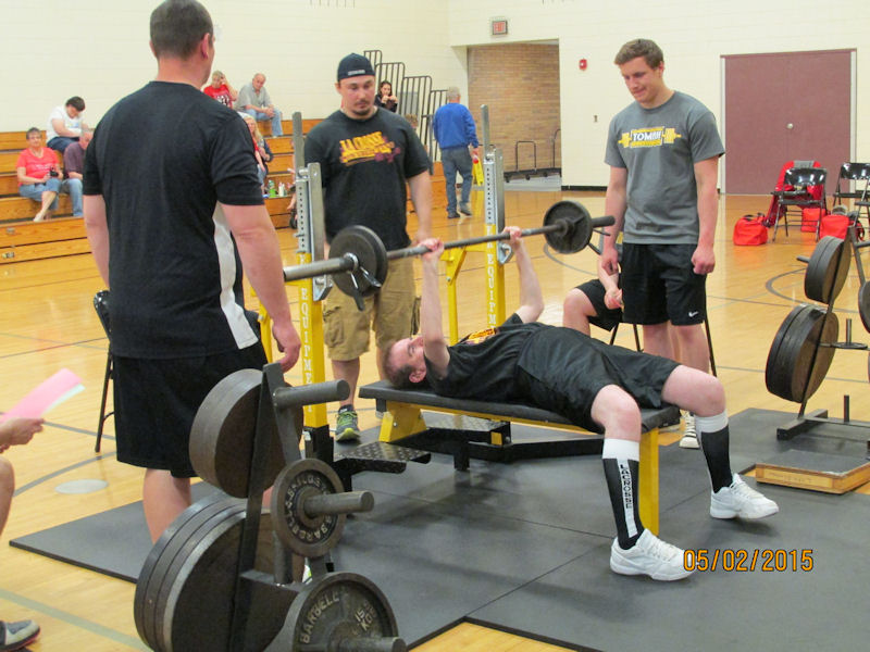 Greg Mullally doing the bench press at the Special Olympic powerlifting event, April 20, 2013