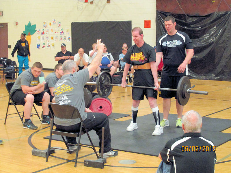 Greg Mullally doing the dead lift at the Special Olympic powerlifting event, April 20, 2013
