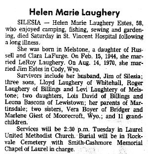 Obituary of Helen Marie Laughery Estes