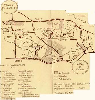 Click here to go to full-size version of this Map of Hennepin County Park, Maple Plain, MN [showing location of old Stimmler homestead].