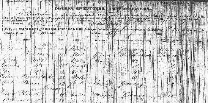 Henrich and Maryanna Voerding Family Immigration on ship 