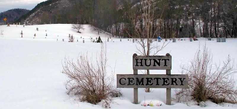 Hunt Cemetery under a cover of snow in winter