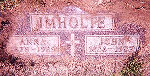 Anna and John Imholte's gravestone.