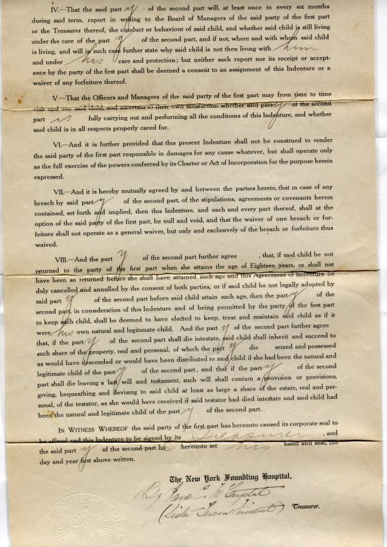 Second page of indenture agreement for Bennie Lang