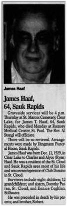 Obituary of James T. Haaf