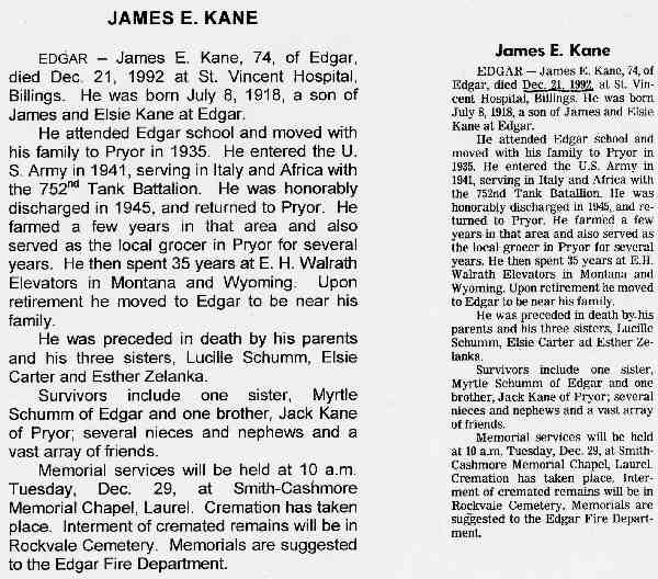 Obituary of James E. Kane