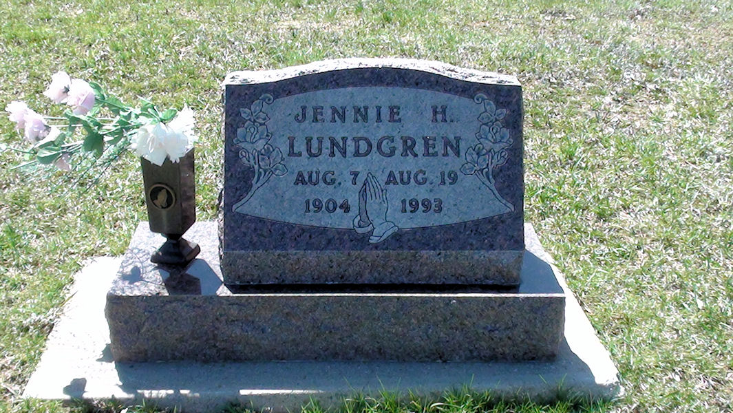 Gravestone of Jennie H. Lundgren