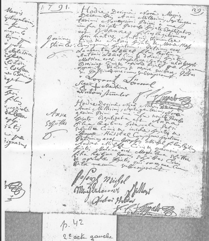 Baptismal Record of Johann Stimmler, Strasbourg, France