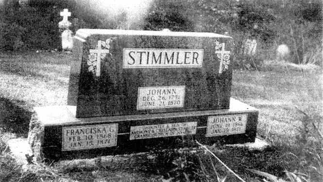 Grave of Johann Stimmler, Johann W. and Franciska G. Stimmler.