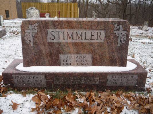 Grave of Johann Stimmler, Johann W. and Franciska G. Stimmler