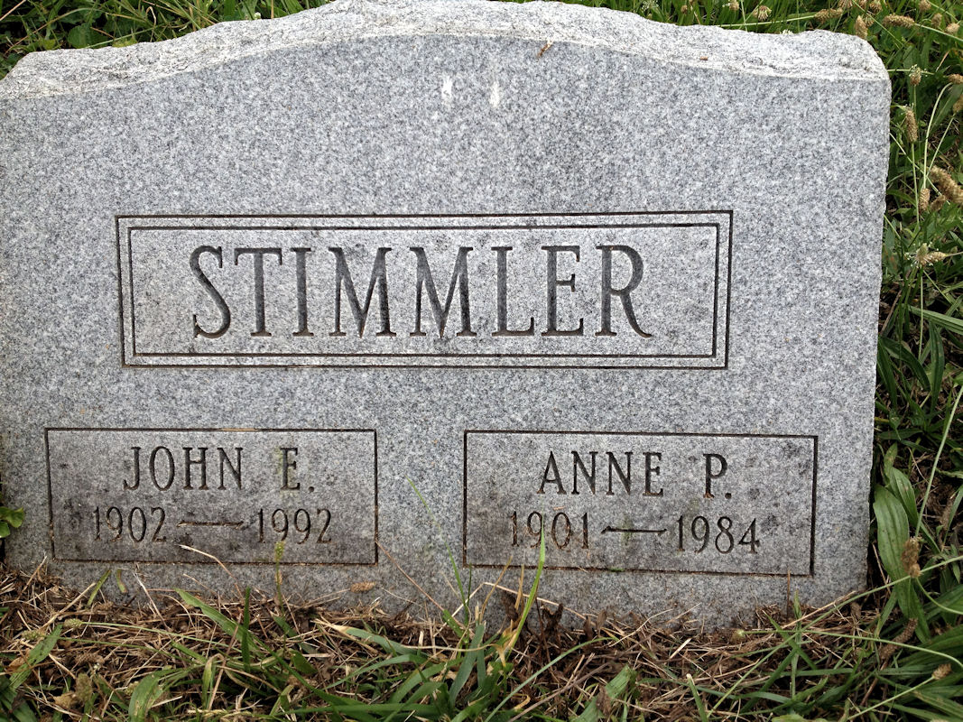 John E and Anne P Stimmler gravestone