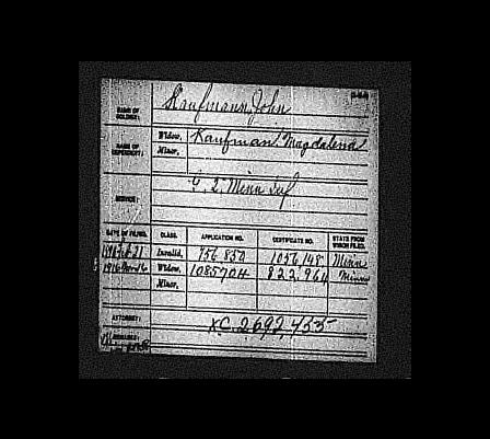 John Kaufmann Civil War Pension Index