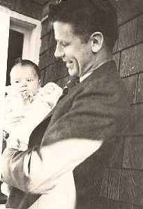 John Owen Kaufmann and daughter Judy, 4 weeks old in December 1940