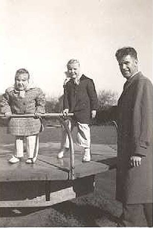John O. Kaufmann and his daughters Donna and Judy, 1944
