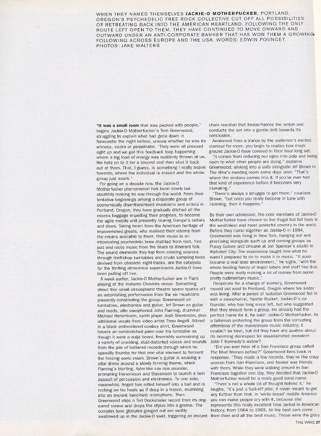 Second page of cover article of The Wire Magazine, December 2002.