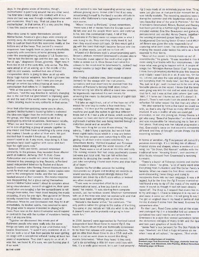 Third page of cover article of The Wire Magazine, December 2002.