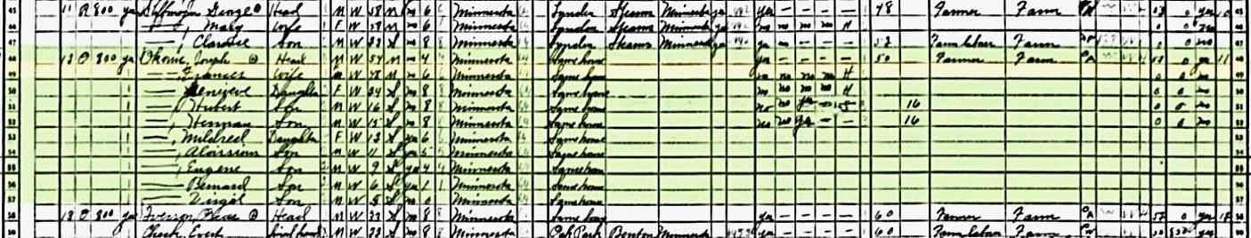 Joseph Okonek family in the 1940 federal census