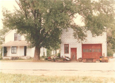 J. L. Kampa's blacksmith shop and Kampa home in Claremont, MN, 1985.