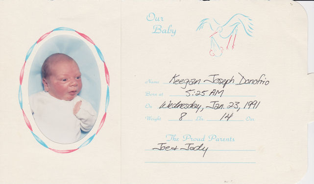 Keegan Joseph Donofrio baby announcement